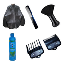 Kit para barbeiro capa, pente, espanador, shampoo dom pelo, pente para máquina 1 e 1/2